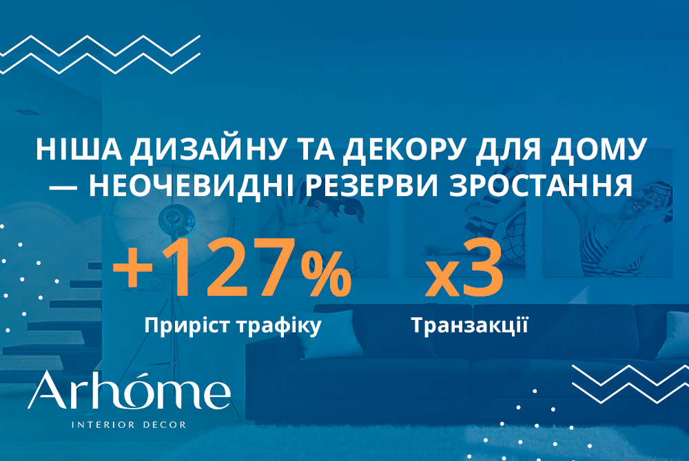 Просування сайту дизайнерських меблів та декору для дома — неочевидні резерви зростання. Приріст трафіку + 126,73%, кількість транзакцій х3